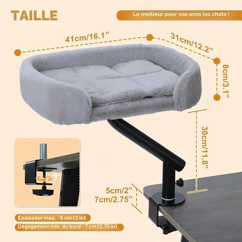 Lit pour Chat, Panier pour Chat, hamac pour chat, lit pour chat, Gris (1/2)