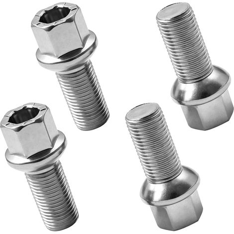 Lot de 4 boulons de roue M14 x 1,5, 28 mm en acier allié, cônes de roue 17 mm, taille hexagonale 17 mm (1/5)