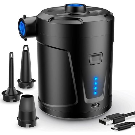 Pompe à air électrique, Batterie Rechargeable 5200 mAh, Gonfleur Matelas Gonflable avec 3 Buses d'air, Gonfleur Rapide pour Bateau Pneumatique/Matelas Pneumatique