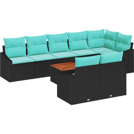 Garden Sofa Set 9 pcs Black Poly Rattan vidaXL (1/5)