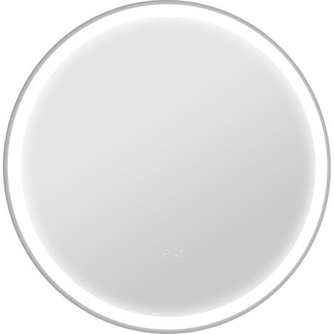 Espejo de baño LED redondo Ø 60 cm con función táctil, memoria, antivaho y marco de aluminio (1/3)