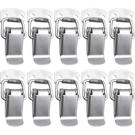 10 pestillos de palanca de 47 mm con 40 tornillos  Material: acero inoxidable, pestillo de resorte para ventanas, muebles, cajones, armarios y cajas de herramientas. (1/5)