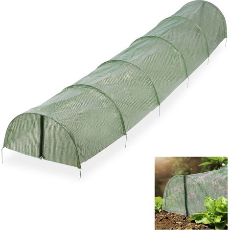 Relaxdays Serra per Orto Mini, con Zip, Tunnel di 2,9 m, Pieghevole, da Giardino, Protezione per Piante e Fiori, Verde (1/5)