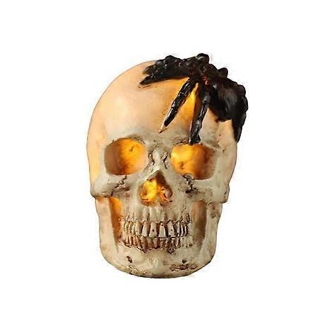 SZTXJ Halloween-Skelettlampe – Hochrealistische Totenkopf-Statue, Heimdekoration – Verstellbare LED-Totenkopflampe mit schwarzer Spinne, ideales Geschenk, Halloween-Artikelnummer