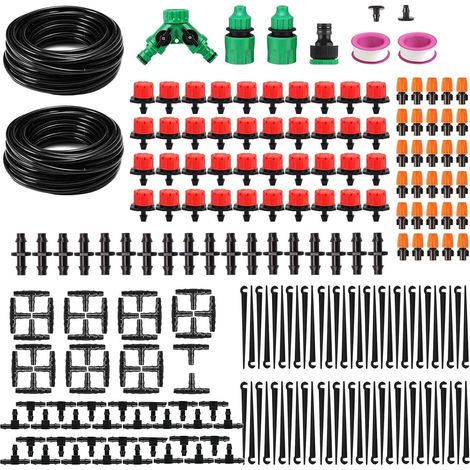 Garden Irrigation System, 220 Pieces Drip Irrigation Kit, Automatic Drip Irrigation Kit with 20+20 Meter Hose, Automatic Watering Kit for Garden Lawn Greenhouse Plants (1/5)
