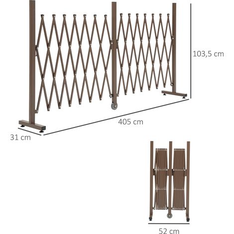 Portail/barrière extensible à ciseaux, 52-405 cm, jardin, aluminium, marron, H 103,5 cm (1/5)