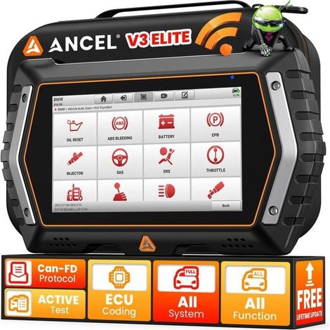 ANCEL V3 Elite Valise Diagnostic Auto BMW OBD2 – Tous Systèmes – Tests Bidirectionnels – Écran Tactile 5,5" – WiFi