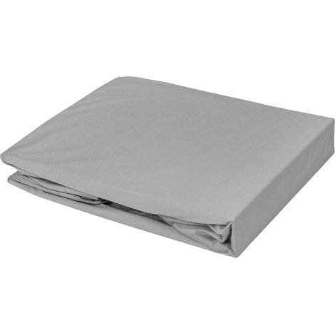 Drap housse élastiqué en 100% coton peigné Taupe 180x200 cm (1/2)