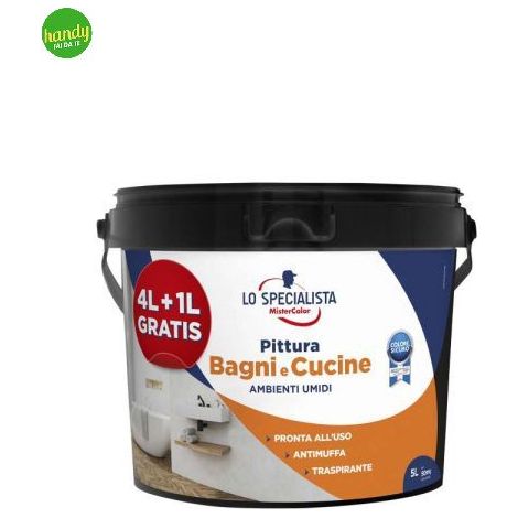 Pittura Lo Specialista per Bagni e Cucine Antimuffa 4+1 L