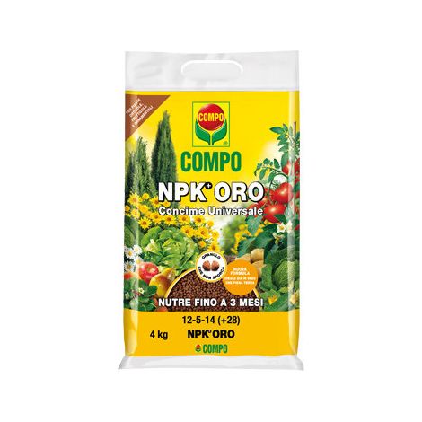 Abono granulare universal – 4kg – COMPO NPK+ORO – Nutrición equilibrada hasta 3 meses