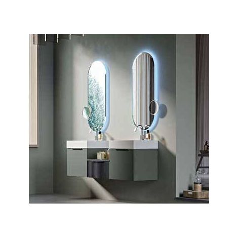 Mobile Bagno PREMIUM - Nero Opaco - da 50 cm - Made in Italy -  Lavabo Consolle In Resina (1/5)