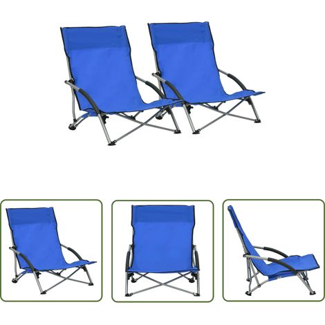 Campingstühle - vidaXL Klappbare Strandstühle 2 Stk. Blau Stoff - Oxfordstoff (1/5)