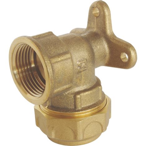 Raccord laiton coudé applique murale Serrage Extérieur pour tube PE Ø25 - F3/4 (1/2)