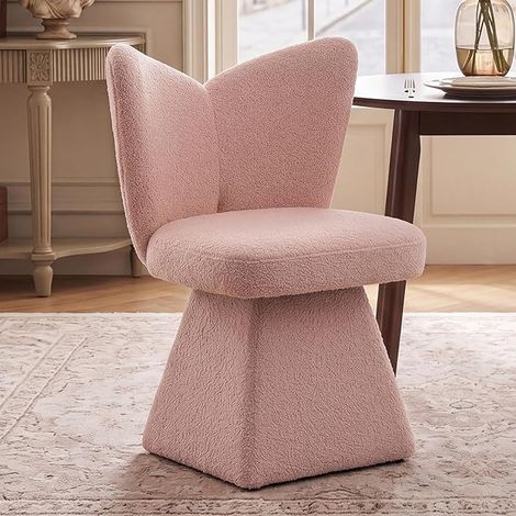Wahson Sedie da Pranzo e Sedia da Trucco Imbottite Girevoli 360° con Schienale Ergonomico, Rosa