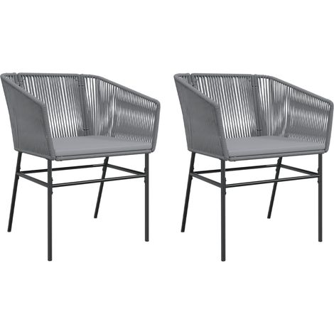 Maison Exclusive - Sedie da Giardino 2 pz con Cuscini Grigio in Polyrattan