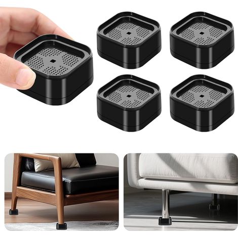 Set mit 4 Möbelfüßen, verstellbaren Bettfüßen, stabilen stapelbaren Schreibtischfüßen (3,5 cm), Tischbeinfüßen, quadratischen Bettfüßen, für Bett, Schreibtisch, Sofa, Tisch, Stuhl und Studentenwohnhei (1/5)