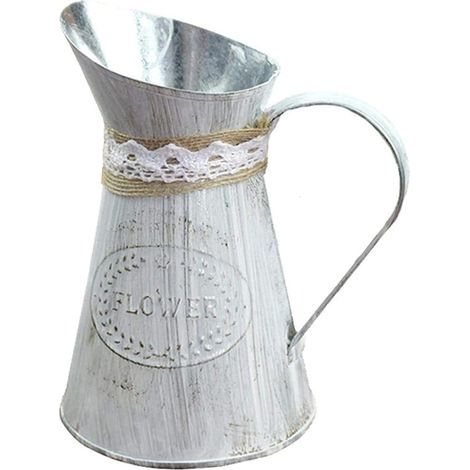 Fleur Cruche Ferme Shabby Chic Vase Décoratif Style Campagnard Vintage Fleur Vase Lait Cruche Shabby Chic Rustique Ferme Cruche Pichet Fleurs Vase Vintage Metal Vase À Fleurs Vintage Style Shabby (1/5)