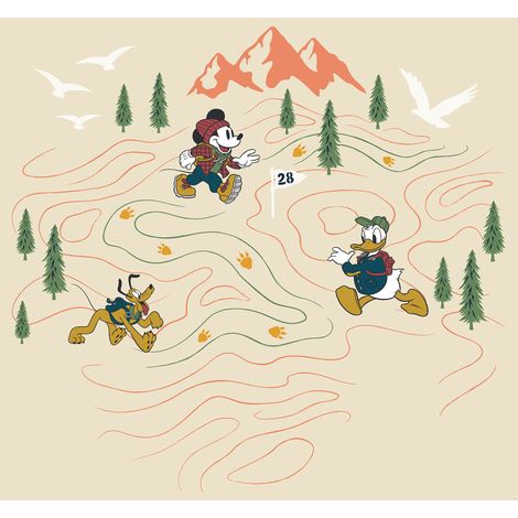 Papier peint panoramique enfant Mickey Rencontre la Montagne (1/5)