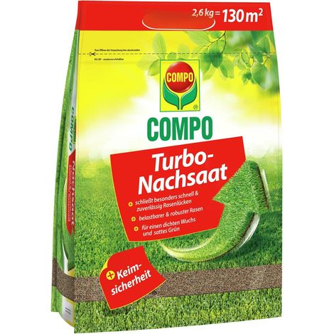 Turbo, graines de gazon à germination rapide, 2,6 kg pour 130 m² (1/5)