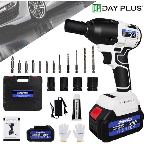 Cordless Impact Wrench Drill 3-IN-1 Professional Brushless Car Repair Wheel Rattle Nut Gun 2300RPM No-load Speed Impact Drill Li-ion Battery 4 Sockets Drill Bits Screwdriver Bits (1/5)