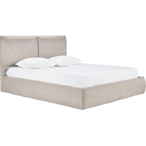 Lit coffre 2 places 160x200 cm en tissu chenille beige VIGO (1/5)