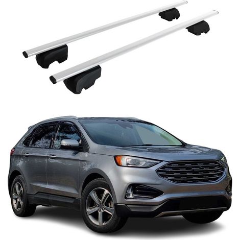 OMAC Barres de toit pour Ford Edge II 2015-2023 – City Crash tested – ISO PAS 11154:2006 – Antivol inclus – Charge max 75 kg – 2 barres Argent (1/4)