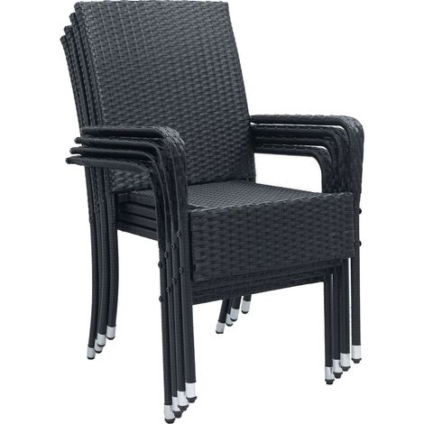 Sedie da giardino in polyrattan Yoro 4 Nero Set di 2 sedie impilabili con struttura in acciaio (1/3)