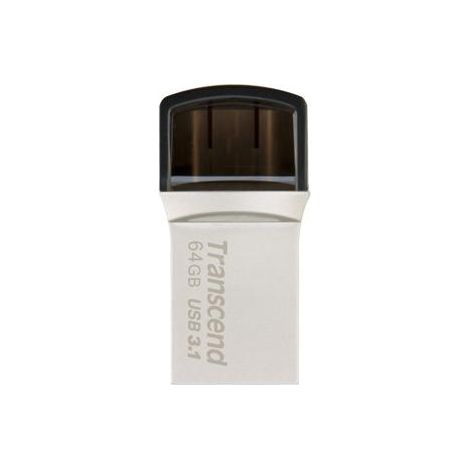 Transcend JetFlash 890 64GB USB-Stick USB Type-A / USB Type-C 3.2 Gen 1 (3.1 Gen 1) Schwarz, Silber (1/4)