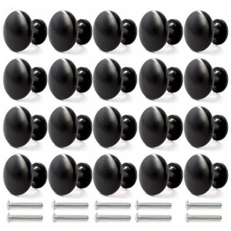 Set mit 20 Vintage-Möbelknöpfen (30 mm) – Polierte Zinklegierung – Einfache Montage für Schränke und Schubladen – Schwarz – 20 Stück
