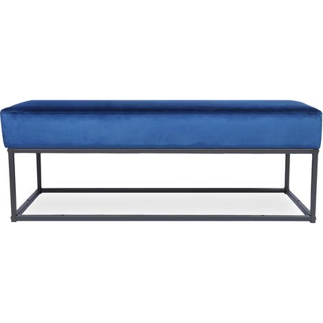 Banquette Clarisse velours bleu pieds noirs (1/2)
