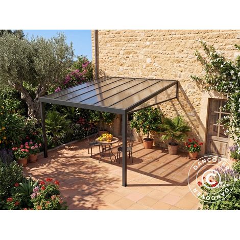 Pergola adossée San Pablo Alu+, 4x4m, Noir - Dancover