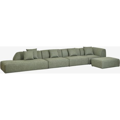 Divano angolare componibile Cardea 4 pezzi con chaise longue sinistra e pouf imbottito SKLUM            