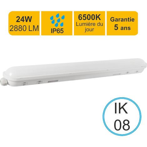 [JAMAIS UTILISÉ] Réglette LED étanche 1200mm 24W 2880 LM 6500K IP65 - traversant - garantie 5 ans