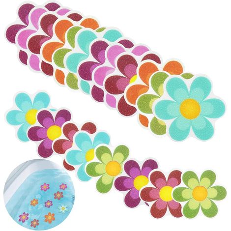20 PCS (11.7/8cm) Autocollants Baignoire Antidérapants en PEVE Autocollants Salle de Bain Antidérapants Fleur Autocollant de Douche Imperméable pour Baignoire, Aquarium, Antidérapant, Décoratif