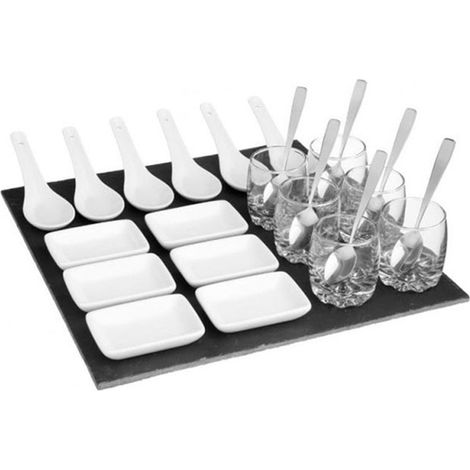 Secret-de-gourmet Set Aperitivo Quadrato Nero Bianco Trasparente (1/6)