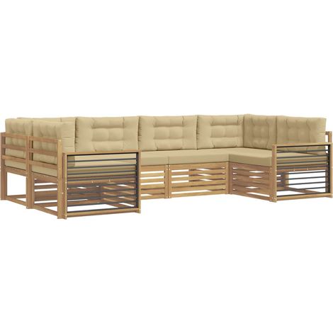 Outdoor-Sofagarnitur 6 stk. 6-Sitzer Weiß und Beige vidaXL (1/5)