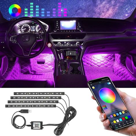 Auto-Innenbeleuchtung, Auto-Innenraum-LED-Auto-Innenlampe, Auto-LED-Lichtleiste, 48LED mehrfarbiges Auto-Atmosphärenlicht mit APP-Steuerung und USB-Anschluss (1/5)