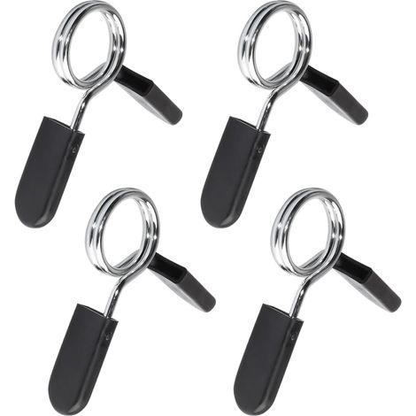 Sollbry Hebillas para barra (paquete de 4), tuerca hexagonal con anilla, collar de tuerca hexagonal, cierre de resorte, abrazadera para barra de levantamiento de pesas, accesorios para barra (negro) (1/5)