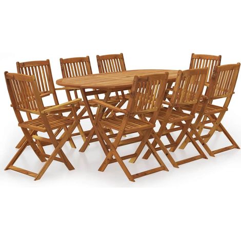 9-tlg. Garten-Essgruppe Klappbar Massivholz Akazie