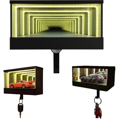 Infinity Garage Schlüsselanhänger, USB-Ladefunktion Auto Garage Schlüsselbox Mit LED Licht, Schlüsselhalter mit Bewegungsmelder, Autoschlüssel-Display Dekorativer Geschenke für Autoliebhaber (1/5)