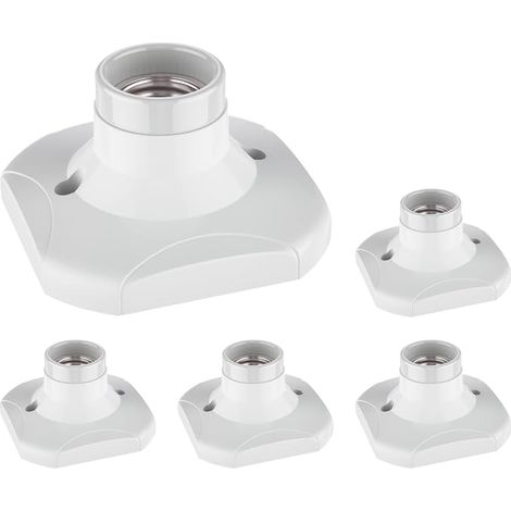 Douille Plafond E27 à Visser, Douille E27 Garage, AC 220-240V, Support Douille pour Ampoule LED, Base Plafonnier Culot E27, Base de Lampe Plastique Blanche pour Lampe au Mur, lot de 5 (1/5)