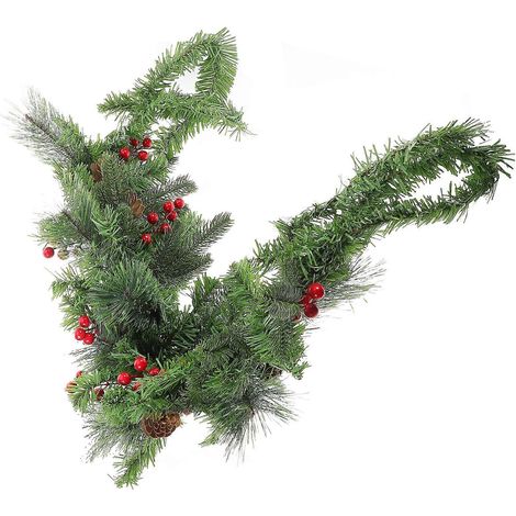 Guirlande de Noël en branches vertes, décoration de fête pour la maison, 1 ensemble avec éclairage LED décoratif (1/5)