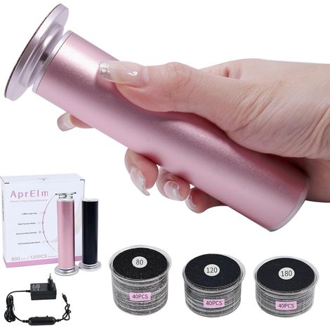 AprElm E1 12cm Professional Electric Foot Scraper with 120 Abrasive Discs and Variable Speed for Pedicure and Foot Care at Home - Pink