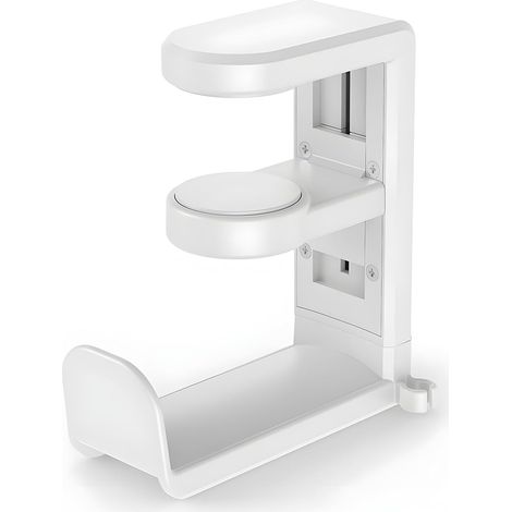 Headphone stand, headset holder, 360° rotating headphone stand, integrated cable clip, under-desk mounting, easy installation (1/5)