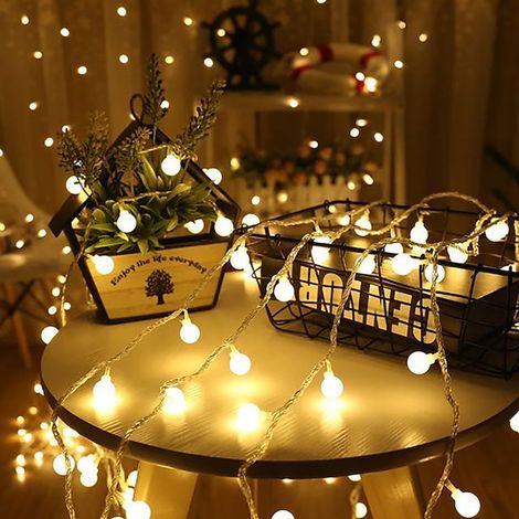 Catena Luminosa 3m 20led a batteria 5v stringa decorativa palline bianche on/off