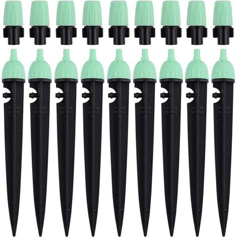 Goutteurs d'irrigation Ulisem avec connecteur, 20 pièces, arroseurs à débit d'eau réglable à 360 degrés, 2 en 1, pour système d'irrigation goutte à goutte (vert) (1/4)