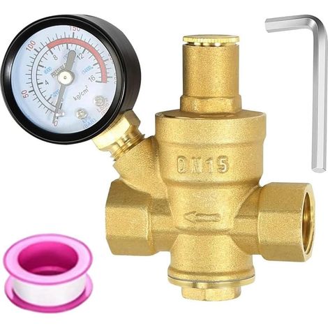 Water Pressure Reducer 1/2 Inch With Pressure Gauge (1/5)