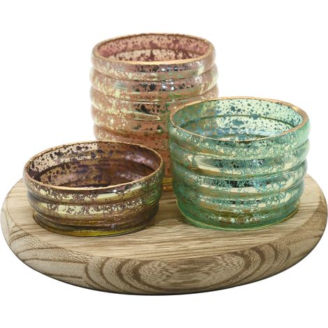 Signes Grimalt Vassoio portacandele 3U Vasi e portacandele Marrone - 10x18x18 cm