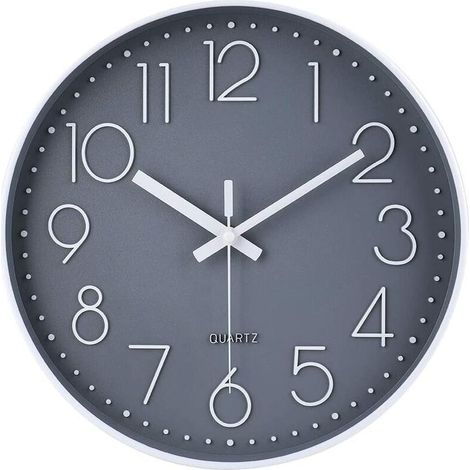Horloge Horloge murale ronde silencieuse à piles 30 cm Gris - Gris (1/5)