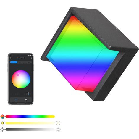 Applique d'extérieur à intensité variable, contrôlée par application, lampe de jardin LED étanche IP65, couleurs changeantes, 16 cm x 16 cm (1/5)